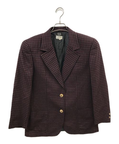 CELINE（セリーヌ）CELINE (セリーヌ) カシミアウールパワーショルダージャケット ブラウン×ネイビー サイズ:SIZE 40の古着・服飾アイテム