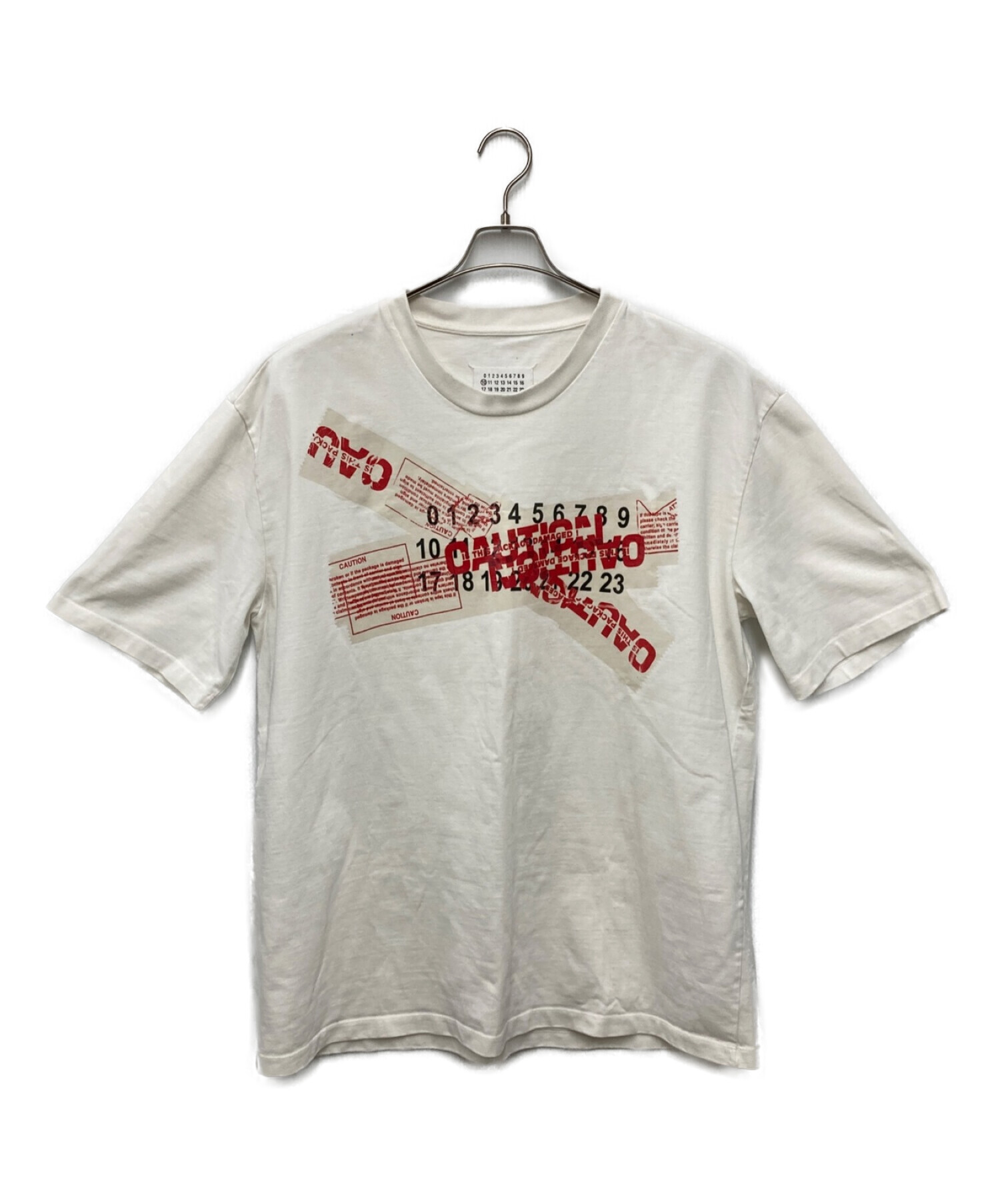 Maison Margiela (メゾンマルジェラ) コーションロゴプリントTシャツ　19AW Caution Logo Print T-Shirt  ホワイト サイズ:48