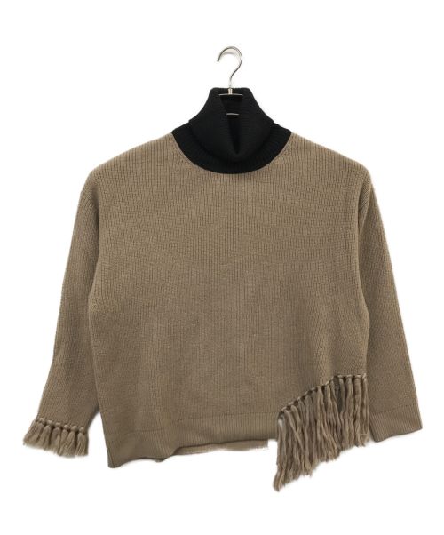 CULLNI（クルニ）CULLNI (クルニ) Asymmetrical Fringe Turtleneck Knit ベージュ サイズ:SIZE 2の古着・服飾アイテム