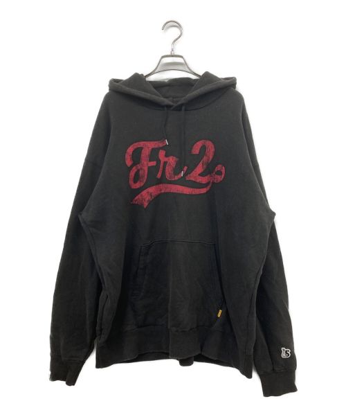 FR2×SAPEur（エフアールツー×サプール）FR2×SAPEur (エフアールツー×サプール) Crack Hoodie コラボクラック加工パーカー ブラック サイズ:XLの古着・服飾アイテム