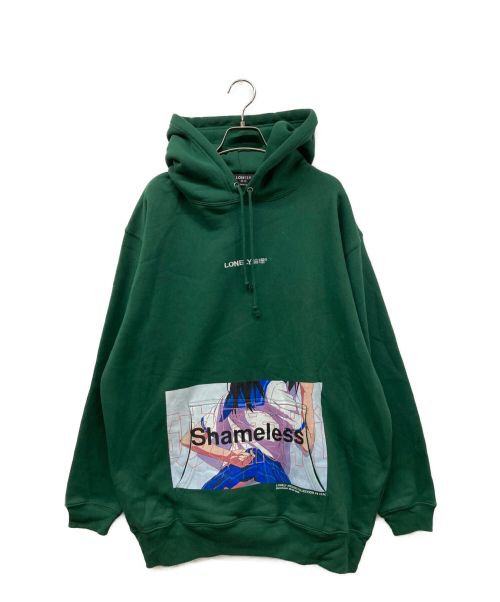 LONELY/論理（ロンリー）LONELY/論理 (ロンリー) SHAMELESS羞恥心HOODIE グリーン サイズ:XLの古着・服飾アイテム