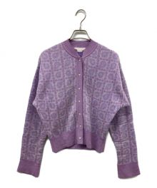 Mame Kurogouchi（マメクロゴウチ）の古着「Paisley Jaquard Knitted Cardigan ペイズリージャガードニットカーディガン」｜パープル