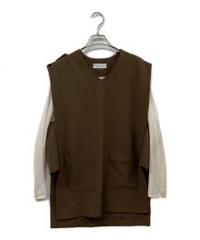 RIM.ARK（リムアーク）の古着「21AW Epaulette cape　レイヤードトップス」｜ブラウン