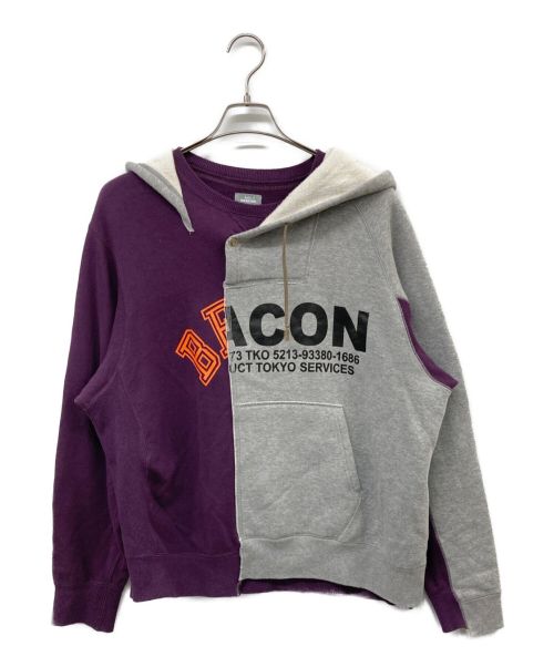 kolor/BEACON（カラービーコン）kolor/BEACON (カラービーコン) 起毛裏毛切替パーカー グレー×パープル サイズ:1の古着・服飾アイテム