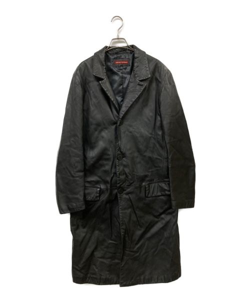 EMPORIO ARMANI（エンポリオアルマーニ）EMPORIO ARMANI (エンポリオアルマーニ) レザーチェスターコート ブラック サイズ:50の古着・服飾アイテム