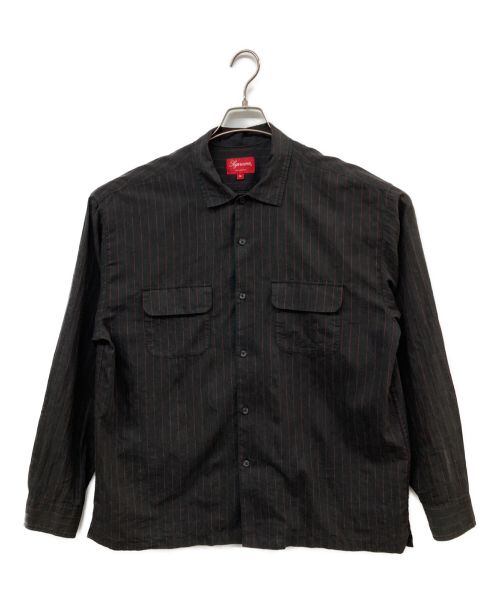 SUPREME（シュプリーム）SUPREME (シュプリーム) Pinstripe Linen Shirt ブラック サイズ:Ｍの古着・服飾アイテム