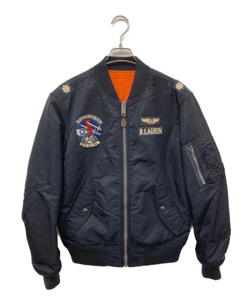 POLO RALPH LAUREN（ポロ・ラルフローレン）POLO RALPH LAUREN (ポロ・ラルフローレン) PILOT BOMBER JACKET ボンバージャケット ネイビー×オレンジ サイズ:Sの古着・服飾アイテム