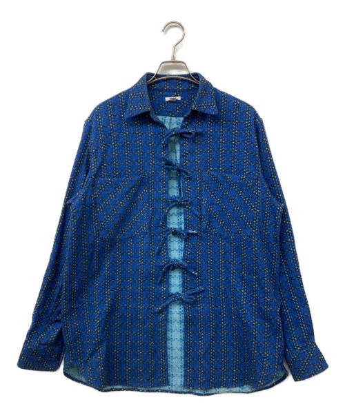 masu（エムエーエスユー）masu (エムエーエスユー)  20AW JACQUARD CHECK SHIRTS ブルー サイズ:46の古着・服飾アイテム