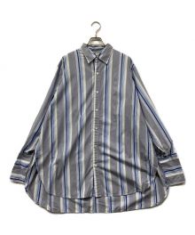 jieda（ジエダ）の古着「ストライプビッグシルエットシャツ JIE-18W-SH01 LONG SHIRT ロングシャツ」｜ブルー