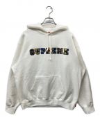 SUPREMEシュプリーム）の古着「23AW  Collegiate Patchwork Leather Hooded Sweatshirt」｜ホワイト