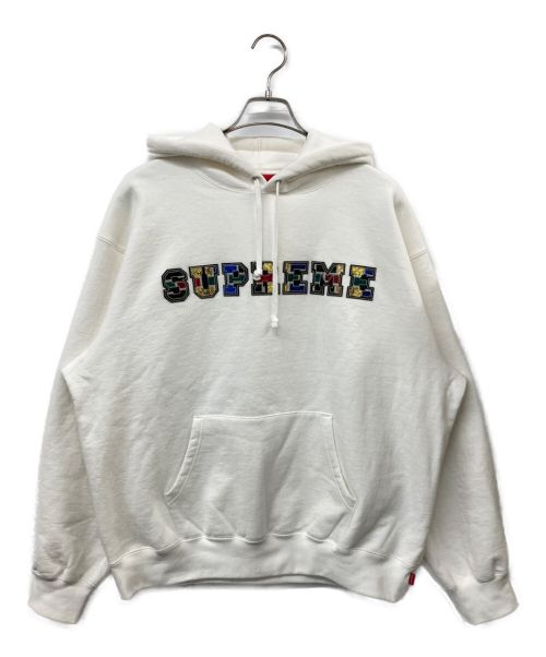 SUPREME（シュプリーム）SUPREME (シュプリーム) 23AW  Collegiate Patchwork Leather Hooded Sweatshirt ホワイト サイズ:Lの古着・服飾アイテム