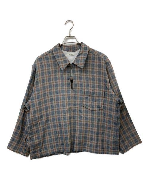 MATSUFUJI（マツフジ）MATSUFUJI (マツフジ) 23SS Multi Check Pullover Jacket ネイビー×ブラウン サイズ:2の古着・服飾アイテム