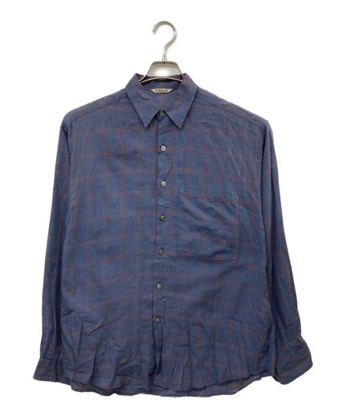 AURALEE（オーラリー）AURALEE (オーラリー) super light check big shirts ブルー サイズ:4の古着・服飾アイテム