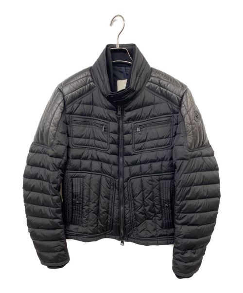 MONCLER（モンクレール）MONCLER (モンクレール) レザー切替ダウンジャケット ブラック サイズ:2の古着・服飾アイテム