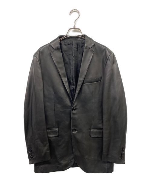 BURBERRY BLACK LABEL（バーバリーブラックレーベル）BURBERRY BLACK LABEL (バーバリーブラックレーベル) ラムレザーテーラードジャケット ブラック サイズ:Lの古着・服飾アイテム