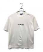 COMME des GARCONS HOMMEコムデギャルソン オム）の古着「綿度詰天竺ロゴプリントTシャツ」｜ホワイト