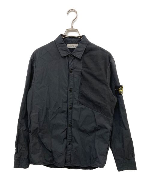 STONE ISLAND（ストーンアイランド）STONE ISLAND (ストーンアイランド) 切替シャツジャケット ブラック サイズ:Ｌの古着・服飾アイテム