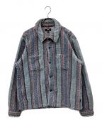 stussyステューシー）の古着「Stripe Sherpa Shirt」｜ブルー