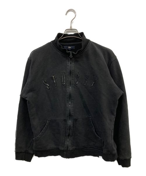 stussy（ステューシー）stussy (ステューシー) カットオフ加工ロゴスウェットジャケット ブラック サイズ:Lの古着・服飾アイテム