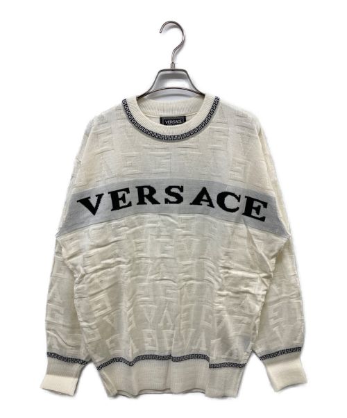 VERSACE JEANS COUTURE（ヴェルサーチ ジーンズクチュール）VERSACE JEANS COUTURE (ヴェルサーチ ジーンズクチュール) ロゴニット ベージュ サイズ:Freeの古着・服飾アイテム