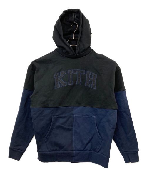 KITH（キス）KITH (キス) バイカラーロゴフーディー ネイビー サイズ:Ｍの古着・服飾アイテム