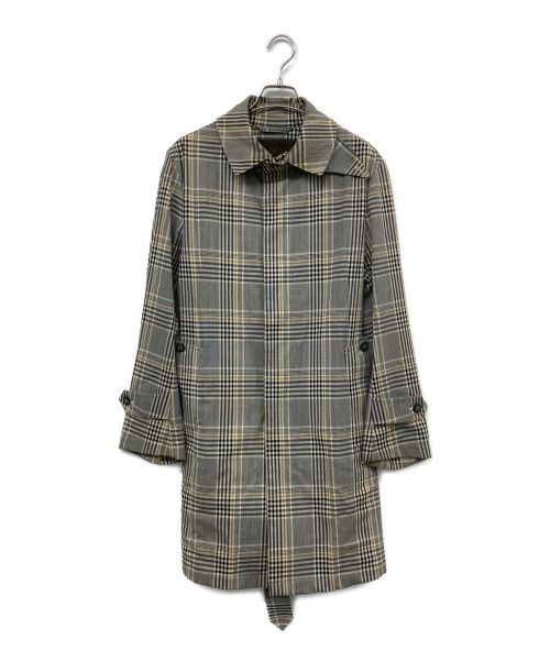 MACKINTOSH（マッキントッシュ）MACKINTOSH (マッキントッシュ) チェックステンカラーコート グレー×ベージュ サイズ:38の古着・服飾アイテム