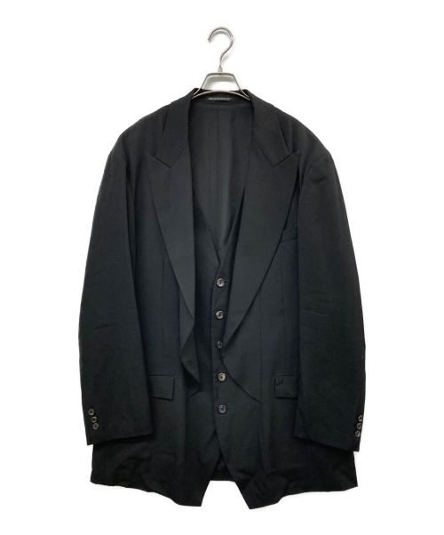 Yohji Yamamoto pour homme（ヨウジヤマモト プールオム）Yohji Yamamoto pour homme (ヨウジヤマモト プールオム) 11AW ジレレイヤードウールギャバジャケット ブラック サイズ:5の古着・服飾アイテム