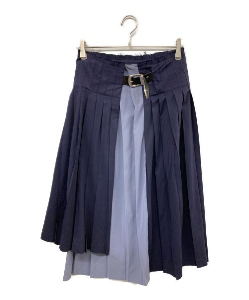 TOGA PULLA（トーガ プルラ）TOGA PULLA (トーガ プルラ) Wool Pleated Skirt ネイビー サイズ:34の古着・服飾アイテム