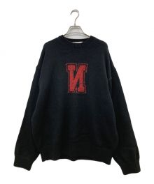 Name.（ネーム）の古着「23AW REVERSE LETTERMAN SWEATER」｜ブラック