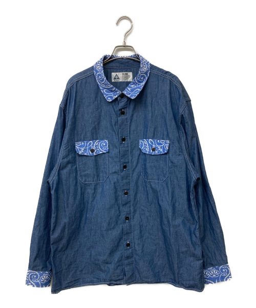 CHALLENGER（チャレンジャー）CHALLENGER (チャレンジャー) BANDANA REMAKE SHIRT ブルー サイズ:XLの古着・服飾アイテム