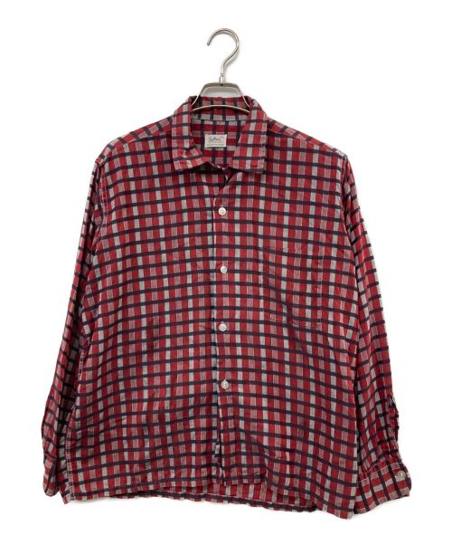 Sutton（サットン）Sutton (サットン) 60`s L/S open collor shirt ヴィンテージオープンカラーシャツ レッド サイズ:Ｌの古着・服飾アイテム