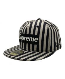 SUPREME×New Era（シュプリーム×ニューエラ）の古着「Striped Box Logo」｜グレー×ブラック