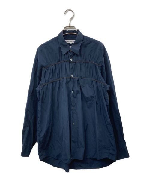 COMME des GARCONS SHIRT（コムデギャルソンシャツ）COMME des GARCONS SHIRT (コムデギャルソンシャツ) 80`s アーカイブギャザーシャツ ネイビー サイズ:Mの古着・服飾アイテム