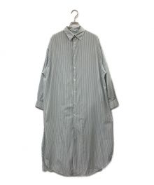 Graphpaper（グラフペーパー）の古着「BROAD STRIPE REGULAR COLLAR OVERSIZED SHIRT DRESS　ブロードストライプレギュラーオーバーサイズドレス」｜グリーン