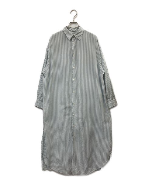 Graphpaper（グラフペーパー）Graphpaper (グラフペーパー) BROAD STRIPE REGULAR COLLAR OVERSIZED SHIRT DRESS　ブロードストライプレギュラーオーバーサイズドレス グリーンの古着・服飾アイテム