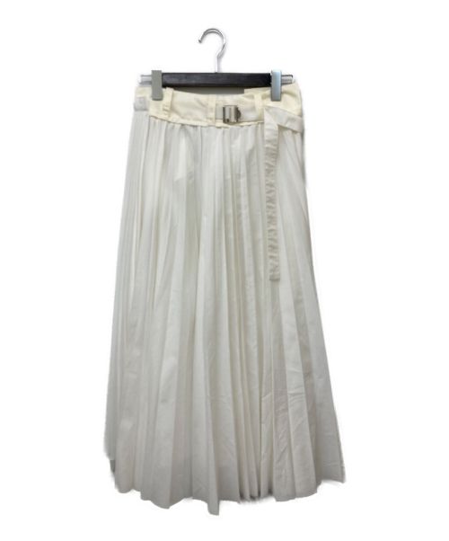 sacai（サカイ）sacai (サカイ) Cotton Poplin Pleated Skirt コットンポプリンプリーツスカート ホワイト サイズ:3の古着・服飾アイテム