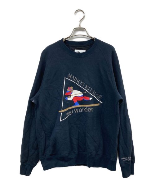 and wander（アンドワンダー）and wander (アンドワンダー) MAISON KITSUNE (メゾンキツネ) cotton sweat shirt ネイビー サイズ:3の古着・服飾アイテム