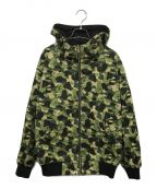 A BATHING APEアベイシングエイプ）の古着「A BATHING APE　サルカモリバーシブルフーデッドジャケット」｜カーキ×ブラック