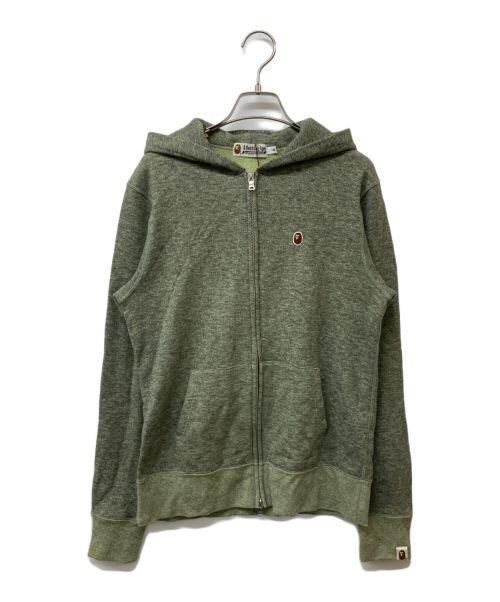 A BATHING APE（アベイシングエイプ）A BATHING APE (アベイシングエイプ) ワンポイントジップパーカー グリーン サイズ:Mの古着・服飾アイテム