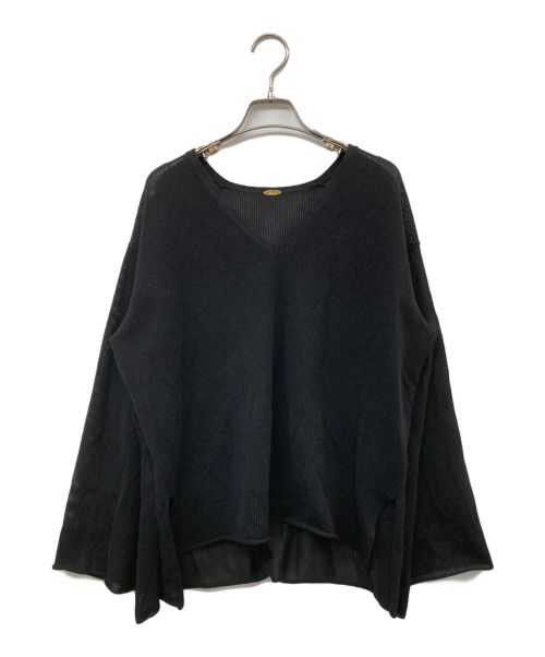 L'appartement（アパルトモン）L'Appartement (アパルトモン) Lisiere PIMA COTTON SILK VNECK KNIT ブラック サイズ:無の古着・服飾アイテム