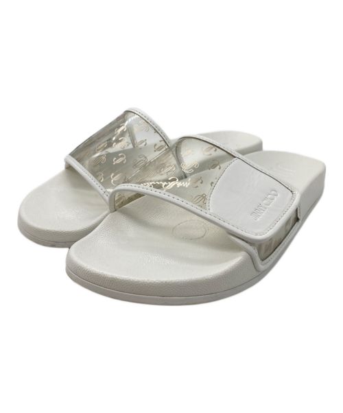 JIMMY CHOO（ジミーチュウ）JIMMY CHOO (ジミーチュウ) Fitz monogram-print slides ホワイト サイズ:24の古着・服飾アイテム