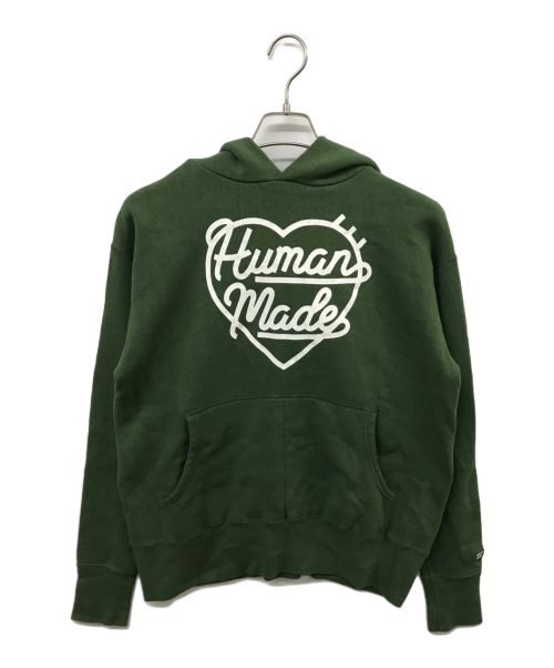 HUMAN MADE（ヒューマンメイド）HUMAN MADE (ヒューマンメイド) ハートロゴプリントプルオーバーパーカー グリーン サイズ:Mの古着・服飾アイテム