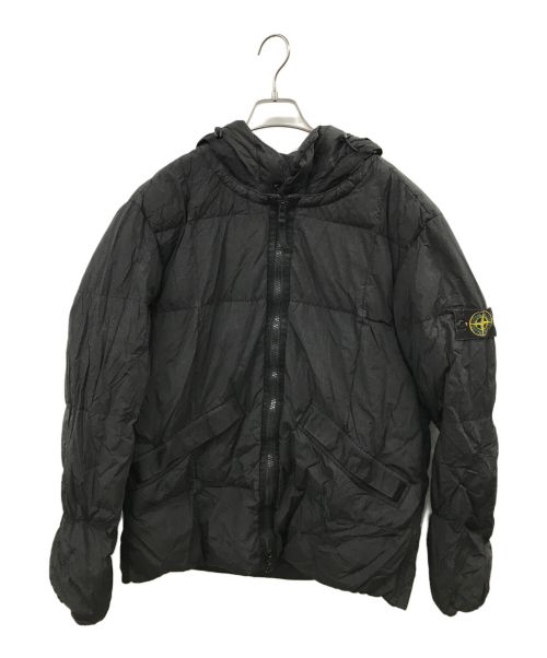 STONE ISLAND（ストーンアイランド）STONE ISLAND (ストーンアイランド) ガーメントダイナイロンフーデッドダウンジャケット ブラック サイズ:XLの古着・服飾アイテム