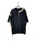 Maison Margielaメゾンマルジェラ）の古着「Embroidered Trim Cotton And Mohair T-shirt モヘア装飾Tシャツ」｜ブラック