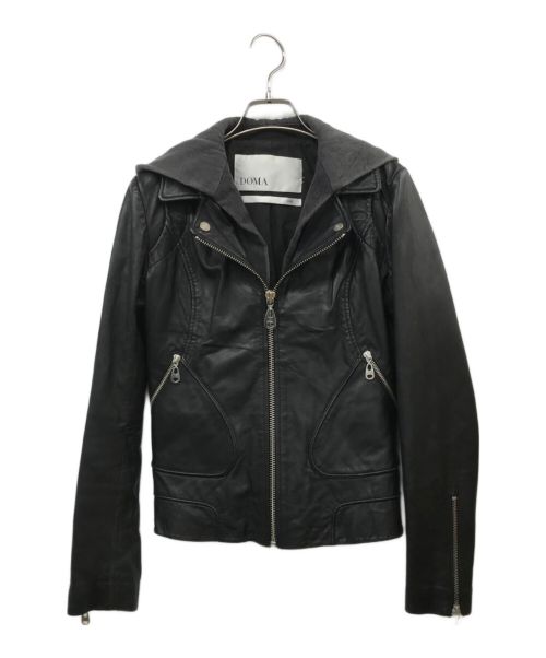 DOMA（ドマ）DOMA (ドマ) フード付きライダースジャケット ブラック サイズ:Sの古着・服飾アイテム
