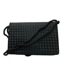 BOTTEGA VENETA（ボッテガベネタ）の古着「サテンイントレチャートショルダーバッグ」｜ブラック