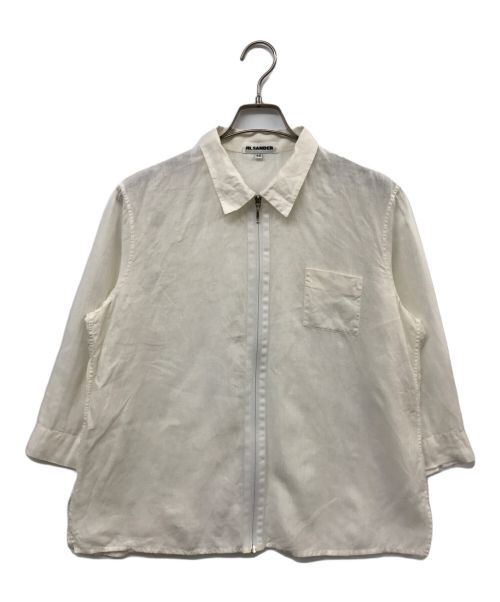 JIL SANDER（ジルサンダー）JIL SANDER (ジルサンダー) リネンジップシャツ ホワイト サイズ:40の古着・服飾アイテム