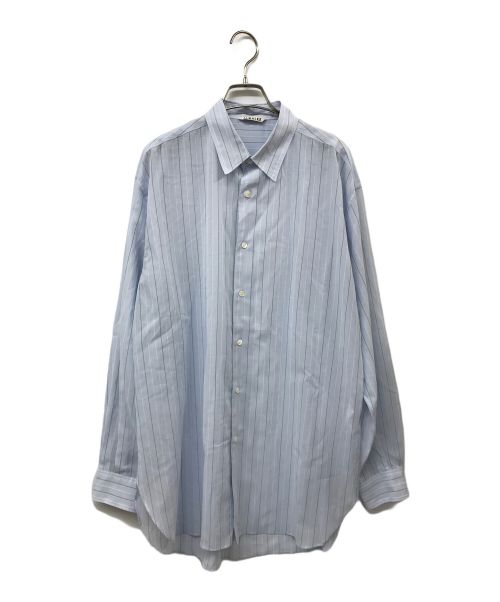 AURALEE（オーラリー）AURALEE (オーラリー) HARD TWIST FINX ORGANDY STRIPE SHIRT ブルー サイズ:5の古着・服飾アイテム