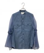 HYKEハイク）の古着「CHAMBRAY MILITARY SHIRT WITH SHEER SLEEVES」｜ブルー