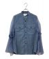 HYKE（ハイク）の古着「CHAMBRAY MILITARY SHIRT WITH SHEER SLEEVES」｜ブルー